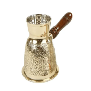 หม้อกาแฟตุรกีทองเหลืองคุณภาพสูง พร้อมลวดลายสลัก ขัดเงา สำหรับดื่มกาแฟ กาต้มน้ำตุรกีแบบวินเทจ เครื่องครัว - Product Image 5
