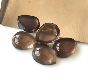 พลอยควอตซ์สโมคกี้ธรรมชาติ KHATUSHYAM GEMS รูปทรงวงรีแบนหลัง สีน้ำตาล ขนาด 3x5 มม.-20x30 มม. สำหรับขายส่งทำเครื่องประดับ - Product Image 3