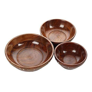 Fournisseur indien de bols en bois pour fruits, ensemble de bols en bois avec impression émaillée pour restaurant et hôtel, bols décoratifs - Product Image 5
