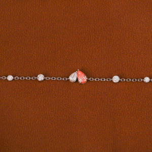 Bracelet tennis minimaliste en or massif 14KT créé par laboratoire en diamant en poire rose et blanche Bracelet en forme de coeur personnalisé - Product Image 5
