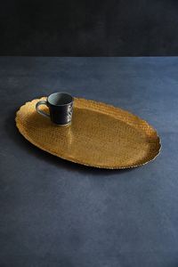 Bandeja de Servir Ovalada de Metal Dorado de Lujo Moderno, Texturizada y Martillada, Decoración para el Hogar, Centro de Mesa para Bodas, Ramadán, Diwali - Product Image 6