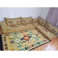 Ensemble de deux ottomanes ANATOLIA OTTOMAN, motif marocain, rembourrage 100% fibre de polyester, broderie polyester/coton, oreiller arabe