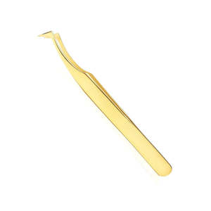 Pince à épiler professionnelle pour extension de cils en forme de crochet, pointe dorée de couleur blanche de haute qualité, volume de cils maigre à 90 degrés - Product Image 3