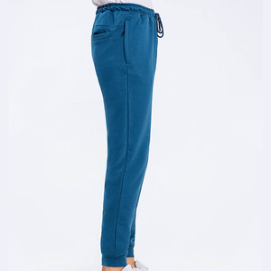 Joggers lavés à séchage rapide en éponge française bleue de haute qualité pour hommes pantalons pour hommes respirants poignets côtelés avec poche zippée - Product Image 6