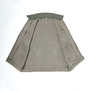 Diseño personalizado bordado gráfico borde crudo dobladillo cremallera completa de gran tamaño Bomber Vintage lavado Denim chaqueta de trabajo para los hombres - Product Image 2