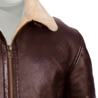 Veste de style personnalisée pour hommes Veste d'hiver en peau de mouton marron de haute qualité Veste en cuir véritable avec ceinture souple Aviator de vol B3 Bomber