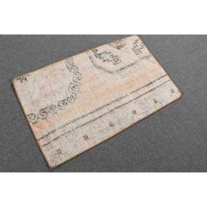 Alfombra Turca de 1.8x2.9 pies, Alfombra Pequeña Vintage, Alfombra Blanca con Diseño de Camuflaje Marrón - Product Image 4