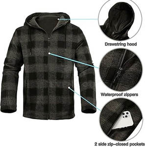 Sudaderas con Cierre de Cremallera de Franela Transpirable, Tejido de Lana/Algodón, Ajuste Cómodo, Moda de Invierno, Estilo de Vida al Aire Libre - Product Image 4