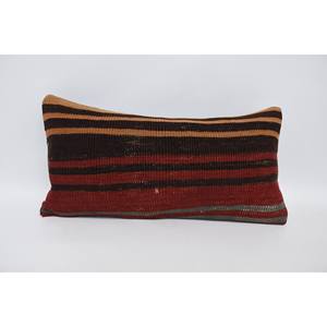 Brown Wool Kilim 18x18 Luxury <b>Bolster</b> <b>Pillow</b> 12x24 Inches Woven Vintage Floral Print Non-Slip Eco-Friendly Removable Washable - Product Image 1