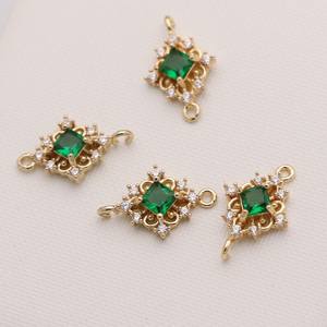 Vintage Square 925 Silver <b>Birthstone</b> Pendant <b>Necklace</b> Openwork Diamond-Plated Copper Whol - Product Image 2