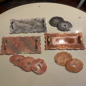 ถาดเรซิ่นสุดคลาสสิกงานศิลป์ทำมือสำหรับจัดแสดงของชิ้นเล็กๆที่เสิร์ฟบนโต๊ะอาหารและเครื่องดื่มเสริมการตกแต่งบ้าน - Product Image 5