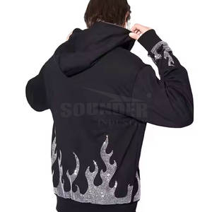 En línea superventas hombres diamantes de imitación sudaderas con capucha nuevo estilo hombres diamantes de imitación sudaderas con capucha bajo Moq hombres diamantes de imitación sudaderas con capucha - Product Image 3