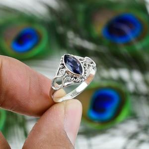 Lolite Cabochon pierre précieuse naturelle 925 bague en argent sterling faite à la main bijoux estampillés pour les occasions de fête - Product Image 4