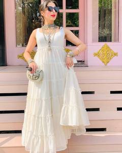 Último estilo moderno al por mayor de gama alta ropa de primera calidad Georgette vestido con volantes vestido de diseñador indio listo para usar colección - Product Image 1