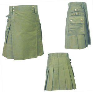 Kilt utilitaire confortable en coton olive pour hommes, vêtements traditionnels européens - Product Image 1