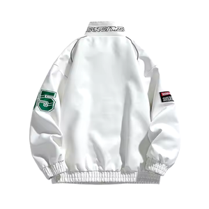 Chaqueta de carreras personalizada Unisex Biker motocicleta Vintage Streetwear Casual Stand Varsity chaqueta al aire libre Street Racing Jacket - Product Image 2