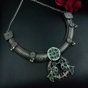 Collar de piedra azul de plata oxidada de primera calidad para mujer, diseño tradicional ligero y elegante para regalar, uso Personal a granel - Product Image 1