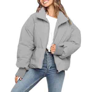 Veste matelassée pour femmes capuche rembourrage doux Zip avant manteau d'hiver manches longues tenue quotidienne chaud couche de mode extérieure Polyester - Product Image 1