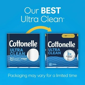 Papier toilette Cottonelle Ultra Clean 12 méga rouleaux de lingettes humides avec rouleau jumbo sans noyau lavable en tissu de pulpe de bambou de coton - Product Image 4