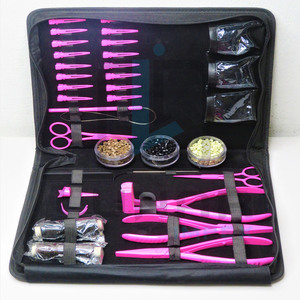Kit d'outils professionnels personnalisés pour extensions de cheveux, couleur rose vif, pinces à micro-anneaux, outil de retrait de perles et accessoires de salon - Product Image 5