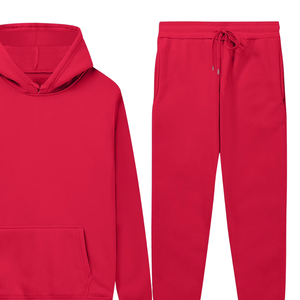 Conjunto Deportivo de Sudadera con Capucha Roja Sólida y Pantalones Jogger para Hombre y Mujer, Ropa Deportiva Casual de Invierno, Venta al Por Mayor de Fábrica, Logotipo Personalizado OEM - Product Image 6