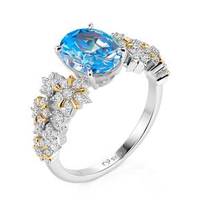 Jeulia Luna Astra Starry Oval Cut Sterling <b>Silver</b> <b>Ring</b> with <b>Garnet</b> and Ruby - Product Image 2