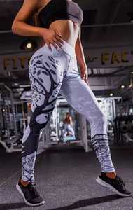 กางเกงโยคะออกกำลังกายเอวสูงใหม่สำหรับผู้หญิง-กางเกงออกกำลังกายผ้าไนลอนสแปนเด็กซ์ให้ความรู้สึกนู้ดมีกระเป๋าและพิมพ์ลาย" - Product Image 4