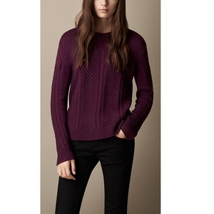 Suéter personalizado de cuello redondo informal de algodón de Invierno para mujer, jersey de cuello redondo con logotipo frontal, proveedor de BD - Product Image 4