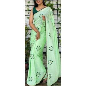 Nouvelle élégante tendance d'habillage dernier concepteur élégant Look Dola soie Saree avec chemisier avec broderie travail femmes mode exportateur - Product Image 1