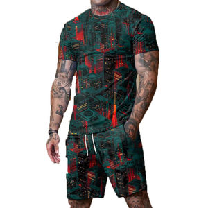 Ensembles de deux pièces de haute qualité Survêtement OEM personnalisé avec impression par sublimation T-shirt et short écologiques Caractéristiques de grande taille - Product Image 4