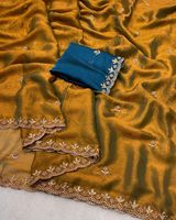 Dernier créateur traditionnel Fendy Silk Saree Indian Fashion Digital Print avec broderie Work Exclusive Fancy Party Wear