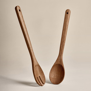 Ensemble cuillère et fourchette à salade outils de serveur en bois de la meilleure qualité pour servir les salades et les spaghettis - Product Image 6