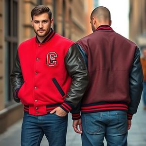 Chaqueta universitaria de invierno para jóvenes con parche bordado, fábrica OEM en Pakistán, Mangas de cuero auténtico, superventas, todos los tamaños - Product Image 3