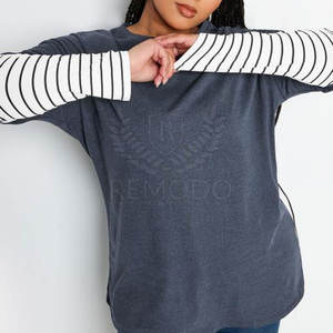 Ropa más vendida, camiseta para mujer, camiseta de doble capa con cuello redondo y estampado de logotipo personalizado para mujer, camiseta de manga corta para mujer - Product Image 4