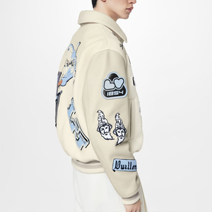 Chaqueta Universitaria de Béisbol Tipo Bomber con Mangas de Cuero Genuino Personalizada para Hombre, Bordado Chenille, Fabricante OEM - Product Image 3