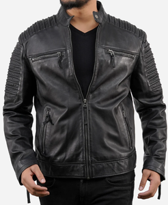 Chaqueta ajustada de cuero de motorista para hombre, forro de viscosa, transpirable, personalizable, cierre de cremallera de calle alta, chaqueta de invierno al por mayor - Product Image 2
