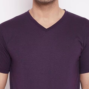 Venta al por mayor Texlera Mens V Neck T Shirts Algodón Color sólido Plain Blank Tee Tamaño regular Alta calidad Impresión de logotipo personalizado - Product Image 4