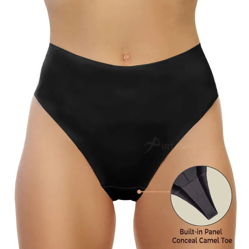 Airtamay – culotte taille haute anti-orteil à motif chameau, tanga No Show, dentelles, bords sans couture, tissu en Nylon avec panneau respirant intégré