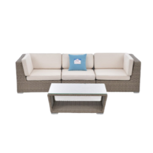 Muebles de jardín de ratán polivinílico modernos para exteriores, juego de sofás de madera de tela de aluminio para Patio, comedor, hoteles, patios traseros, ocio - Product Image 1