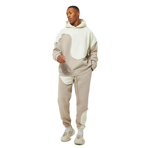 Custom Winter Sportswear Multi Panel Oversize Pullover <b>Hoodie</b> Sweatpants Jogger Sets Tracksuit for <b>Men</b> 100% Cotton Fleece - Product Image 1