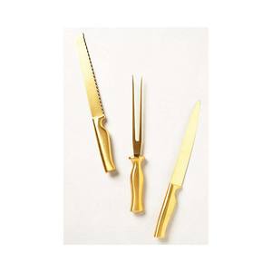 Conception unique de cuillère et fourchette plaquées or pour ensemble de service de soupe à salade de fruits serveurs de riz/soupe décoratifs en métal avec poignée solide - Product Image 1