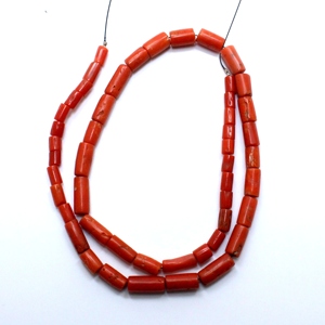 Perles en tube de corail rouge naturel italien de 16 pouces en gros pour la fabrication de bijoux - Product Image 2