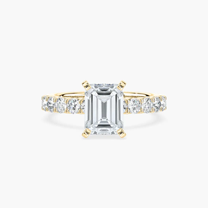 Bague de fiançailles en diamant de laboratoire taille émeraude 2,50 CTW certifiée IGI, or massif 14 carats, bande pavée, solitaire, bague de mariée pour femme - Product Image 5