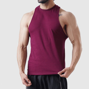 Camisetas sin mangas de entrenamiento de verano para hombre, técnica de secado rápido de algodón liso, colores personalizados, sisas caídas - Product Image 4