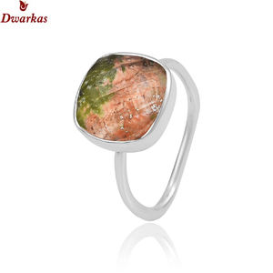 Joyería de estilo Simple, anillos de plata de ley 925, doblete de plata Unakite y anillo de piedras preciosas de cuarzo de cristal, anillo de moda vintage para mujer - Product Image 2