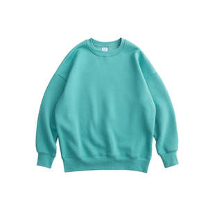 Sweat-shirts pour hommes en blanc uni en gros, col rond, bas côtelé, logo personnalisé brodé, molleton de coton, écologique, OEM, mode streetwear - Product Image 3