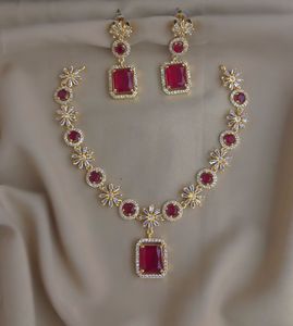 Conjunto de collar con acabado mate CZ Conjunto de collar de desgaste mínimo Hermoso diseño complementa todos los trajes Collar simple para mujer - Product Image 2