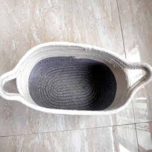 Modern Look Top Quality Cotton <b>Rope</b> <b>Basket</b> With Double Color Design Kids Toys <b>Storage</b> <b>Basket</b> With <b>Rope</b> Handle for Sale - Product Image 3