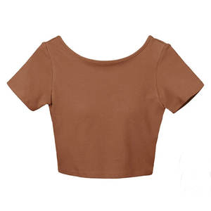 Top corto ajustado a la moda para mujer, camisetas de algodón de secado rápido, Top corto de Color personalizado, pantalones cortos, camisetas cortas con mangas, camisetas OEM - Product Image 1