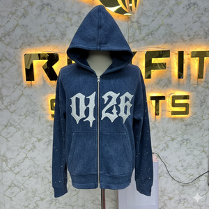 Meilleures ventes, votre propre logo, sweat à capuche à fermeture éclair le plus demandé, imprimé en relief, fabriqué en usine, prix bas, sweat à capuche pour hommes, sweat à capuche pour hommes - Product Image 6